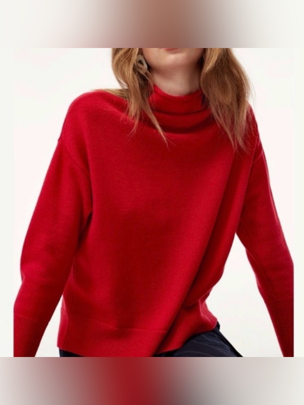 ARITZIA Wilfred Cyprie, Red Mockneck Sweater - Merino Wool